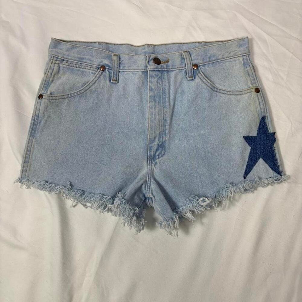 Wrangler blue denim shorts with star patches
